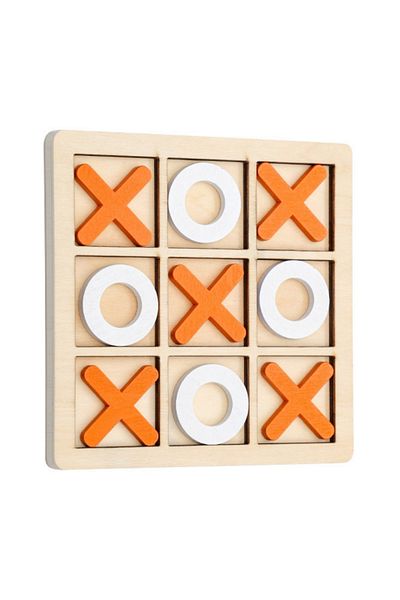 OEM Educational wooden game 'X and 0', board game for Family, 14 x 14 cm, JCR-Qorange