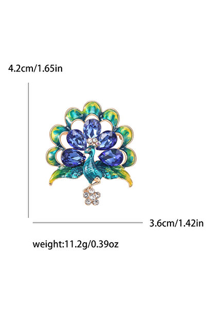 Choice دبوس معطف أنيق وعصري من Green3201 على شكل طائر طاووس مرصع بأحجار الراي...