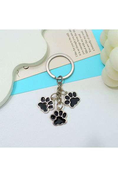 Choice Black Cute Enamel Keychain Cat Dog Paw Key Ring Footprints Key Chains For Women Men Handbag Accessor