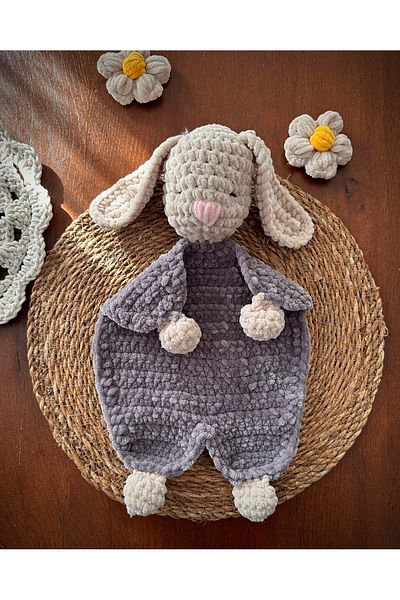 yucin Handmade Amigurumi Rabbit Sleeping Companion – Plush Toy Sleeping Blanket for Babies