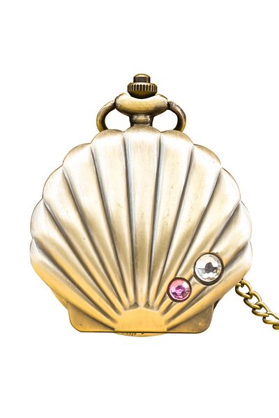 Choice bronze Vintage Bronze Steampunk Shell Carved Quartz Pocket Watch Necklace Pendant Clock Chain Men Wo
