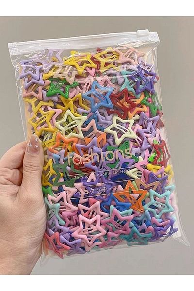 Choice Colored 50pcs 50pcs Colorful Kawaii Star Barrettes Y2K Sweet Girls BB Solid Star Hairclips Metal Sna