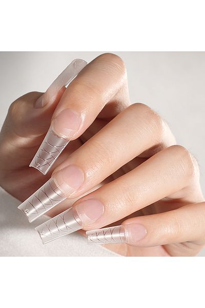 Choice Beige 150PCS Long Clear Coffin Nails Tips Extra Long No C Curve Half Cover Coffin Nail Tips For Acry