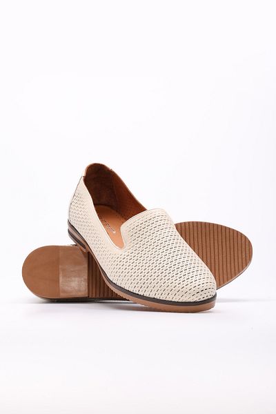 Ayakkabıhane Genuine Leather Inside and Outside Beige Comfortable Women's Ballerina Shoes Ah084192612132