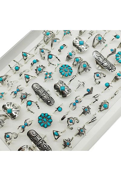 Choice mix size(15mm-19mm) 20pcs style 1 20pcs/Lot Factory In Stock HOT Bohemia Vintage Finger Rings For Wo