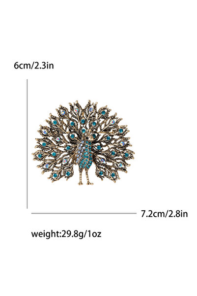 Choice دبوس معطف أنيق وعصري على شكل طائر الطاووس مرصع بالكامل بأحجار الراين م...