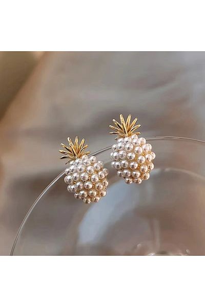 Choice AEH60721 Trendy Fruit Pearl Earring For Women Exquisite Geometric Pineapple Imitation Pearls Stud Ea