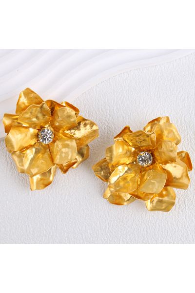 Choice WA0920-1 Vintage Hyperbole Irregular Metal Large Flower Earrings for Women European and American Sty