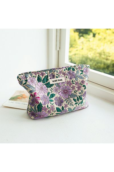 Choice Large bag 7 Women's Makeup Bag, Blue Bouquet, Large Capacity Sanitary Napkin, Touch-up, Makeup Supp
