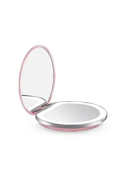 Choice Pink 1X/5X Magnifying Travel Folding Compact Pocket Makeup Mirror with Light 3 colors Cosmetic Mirro