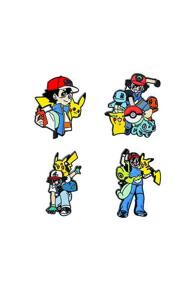 Miniso XZ2846 4 Pcs Cartoon Brooch Anime Creativity Cute Pikachu Enamel Pin Backpack Clothing Jewelry Metal