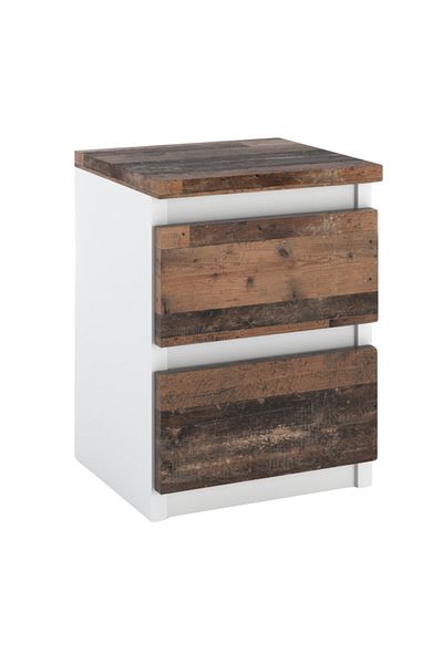 Meble WHITE VINTAGE BEDSIDE CABINET 30 CM 2 DRAWERS TV TABLE FOR OLD BEDROOM