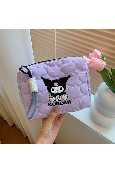Miniso PURPLE Kawaii Cartoon Hello Kitty Storage Bag Square Large Capacity Kuromi Melody Cute Girl Makeup B