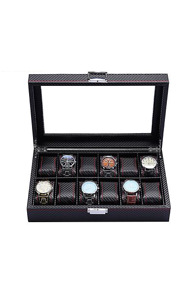 Choice Carbon Fiber 12 WellZone Fashion Style 5/6/10/12 Positions Black Carbon Fiber Pattern Display Jewelr