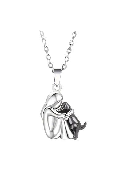Choice P04919-02 Fashion Women and Dog Necklace Cute Little Girl Puppy Pendants Necklaces Animal Pet Jewelr
