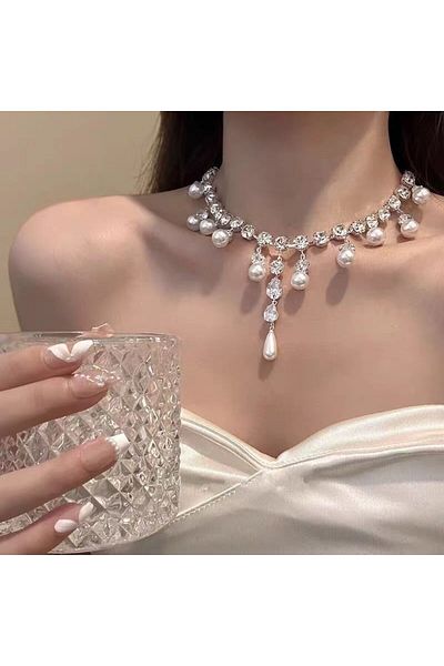 Choice H-142 New Pearl Fringe Necklace Women Choker Collarbone Chain Luxury Minimalist Accessories