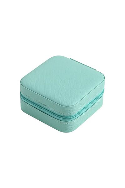 Choice S green Portable Mini Jewelry Storage Box Travel Organizer Jewelry Case Leather Storage Earrings Nec