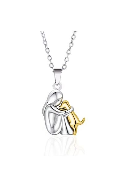 Choice P04919-01 Fashion Women and Dog Necklace Cute Little Girl Puppy Pendants Necklaces Animal Pet Jewelr