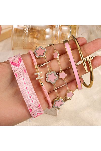 Choice 5Pcs Set Summer Style Element Decorative Bracelet Suit Suitable For Women To Wear And Match Fashion