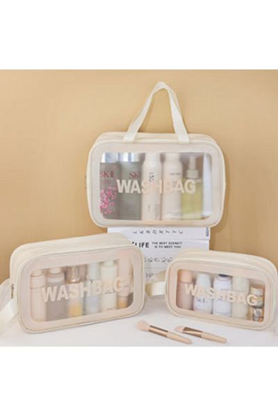 Choice Beige three-piece Cosmetic bag female portable 2023 new advanced travel large-capacity waterproof co