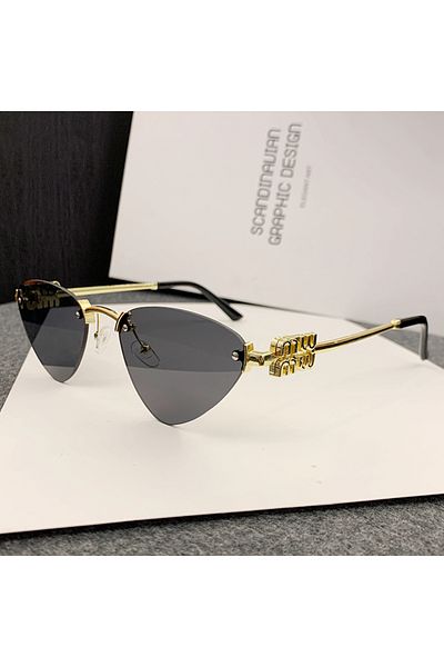 Choice Black 2025 New Frameless Edged Cat Eye Sunglasses High-end Personality Fashionable Sunglasses 90290