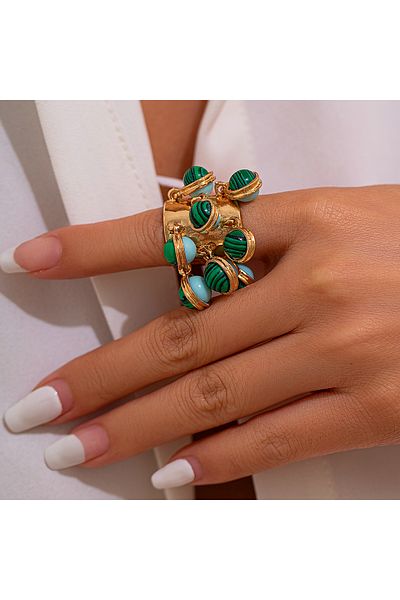 Choice Green Color Ingemark Boho Colorful Crystal Open Rings for Women Men Wed Bridal Geometric Metal Knuck