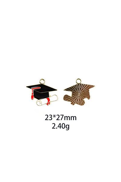 Choice A-10pcs 10Pcs Enamel Graduation Hat Charms Pendant for Necklaces Earrings DIY Jewelry Making Decorat