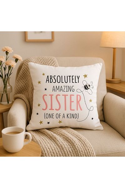 Nekupto Decorative Pillow - "absolutely Amazing Sister", 30x30 Cm, Cotton