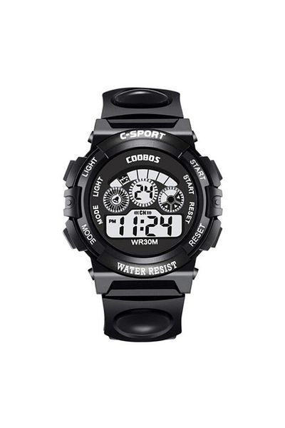 Choice black Kids Electronic Watches Color Luminous Dial Life Waterproof Multi Function Luminous Aalarm Clo