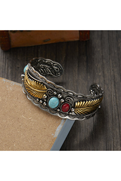 RINHOO FRIENDSHIP BR23Y0801-4 سوار من الريش الفيروزي العتيق للرجال والنساء، ت...