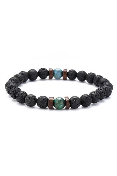 Choice 5 Volcanic Rock Stone Bracelet For Men Wooden 8MM Aromatherapy Lava Beads Bangle Tibetan Buddha Wri.