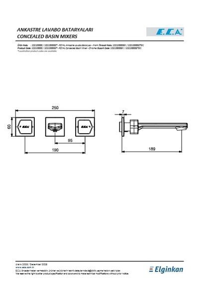 Eca Royal Built-In Sink Faucet 3 Hole through Wall