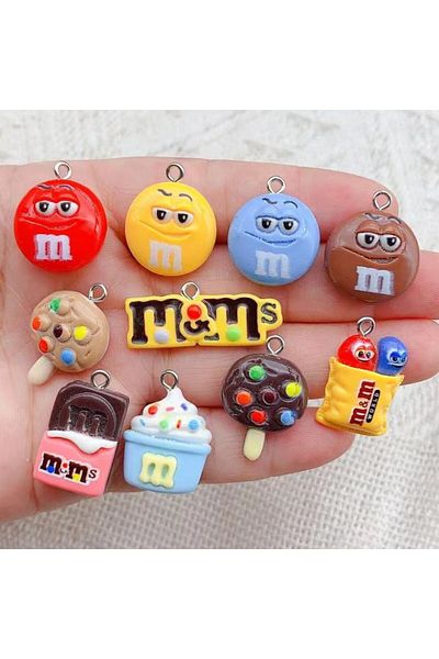Choice 8 10Pcs/lot Kawaii Cartoon M Bean Flatback Resin Charms for Jewelry Making Accessories DIY Pendants.