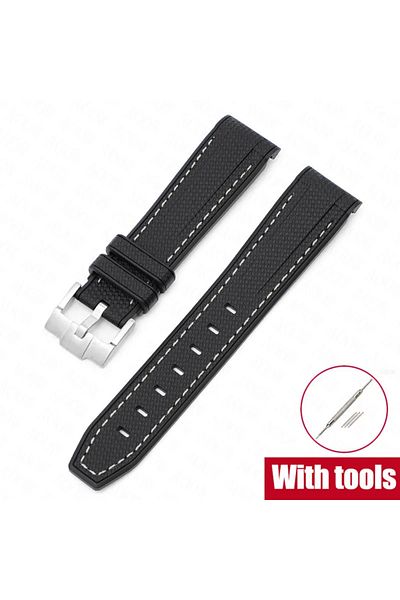 Choice 20mm Black white Watch Band for Omega X Swatch Joint MoonSwatch Curved End Diving Silicone Rubber Wr