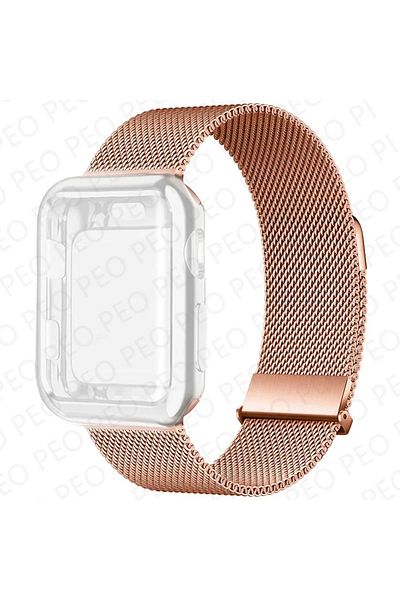 Choice 40mm Series 654 Se Rose-Clear 07 Case+Milanese Loop For Apple Watch Band 44mm 38mm-42mm-40mm Metal M