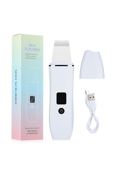 Choice white Ultrasonic Facial Cleaner Device EMS Skin Scrubber Blackhead Remove Pores Deep Cleaning Peelin
