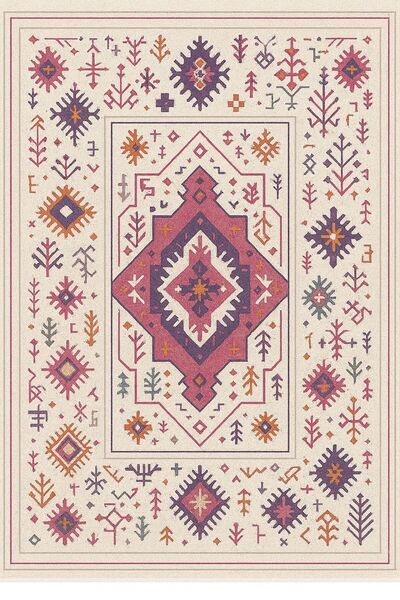 Rugs Modern Halı MOSSO Έθνικ Μοτίβα Υφαντό Χαλί με Σχέδια, Vintage Διακοσμητι...