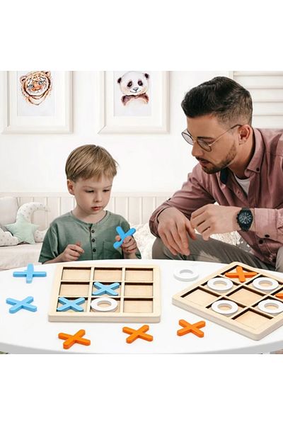 OEM Educational wooden game 'X and 0', board game for Family, 14 x 14 cm, JCR-Qorange