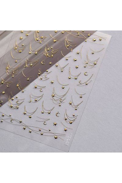Choice TO4050XTJ Star Moon Love Heart Necklace Curved Line Arc Hot Stamping Retro 5D Nail Art Stickers Deco