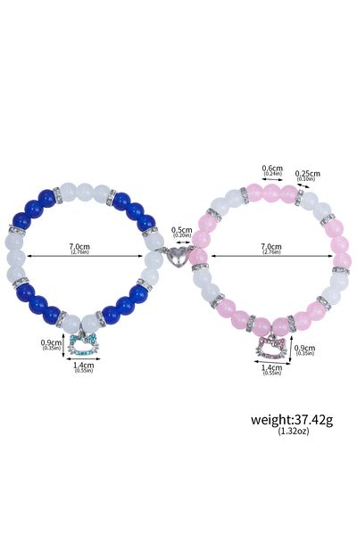 Choice 2pc Gothic Cat Animal Beaded Bracelet Creative Heart Magnetic Matching Couple Bracelets for Women Me