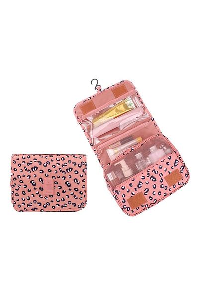 Choice Pink Leopard Cosmetic Bag Women Travel Pouch Waterproof Toiletries Beauty Organizer Ladies Bathroom