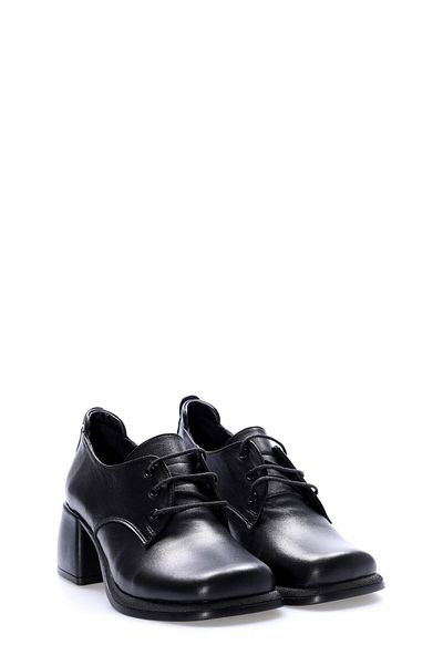 Ayakkabıhane Genuine Leather Inside and Outside Black Women's Thick Heeled Shoes Ah08217261906