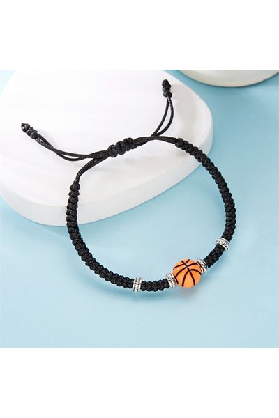 Choice BR24Y0085-6 Football Baseball Basketball Charm Bracelet for Men Women Simple Adjutable Black Rope Br