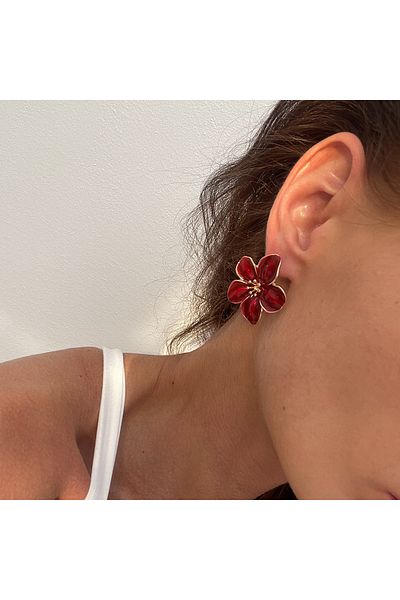 Choice Red Color Ingemark Boho Y2K Colorful Drip Oil Petal Flower Stud Earrings Women Sweet Exquisite Pierc