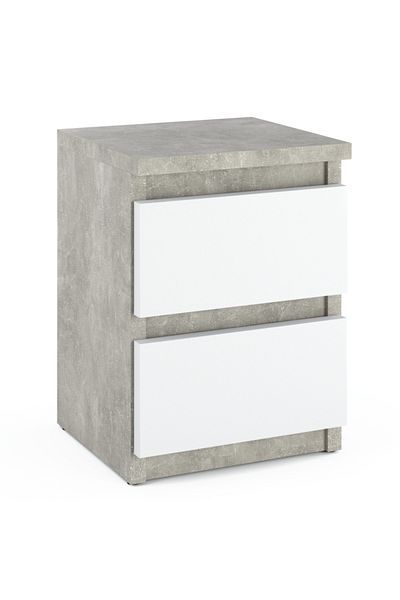 Meble Szafka Nocna 30 CM Beton Biały Mat Stolik Nocny Nakastlik Do Sypialni
