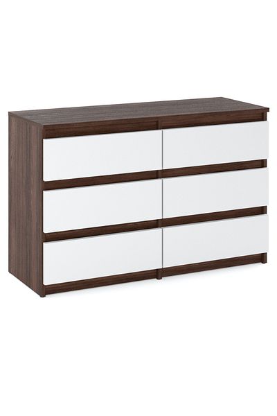 Meble Comodă TV cu sertare pentru living 100 cm, stejar wenge, alb mat