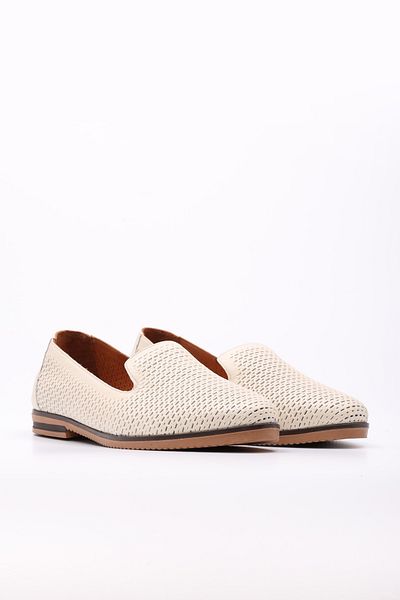 Ayakkabıhane Genuine Leather Inside and Outside Beige Comfortable Women's Ballerina Shoes Ah084192612132