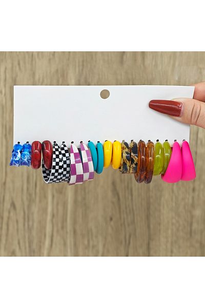 Choice 00002094 20pcs new kit exaggerated artistic earrings simple and fashionable colorful acrylic resin C