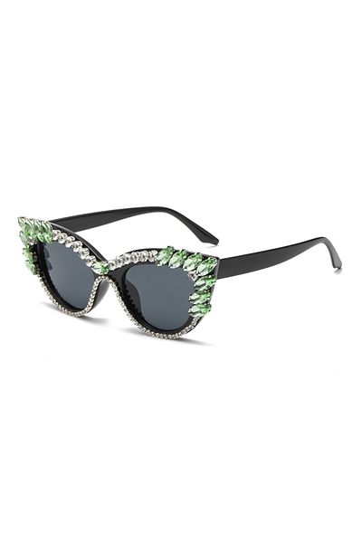 Choice pictures show green black New Personality Fashion Cat Eye Colorful Big Diamond Glasses Droplet shape