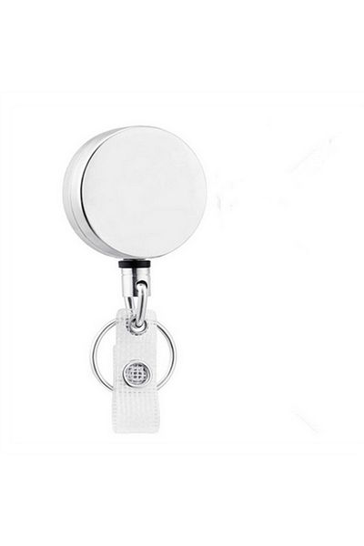 Choice White Retractable Metal Wire Keychain Pull Badge Reel ID Lanyard Name Tag Card Badge Easy-to-pull Bu